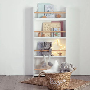 Bibliothèque enfant 4 étagères blanc H118cm