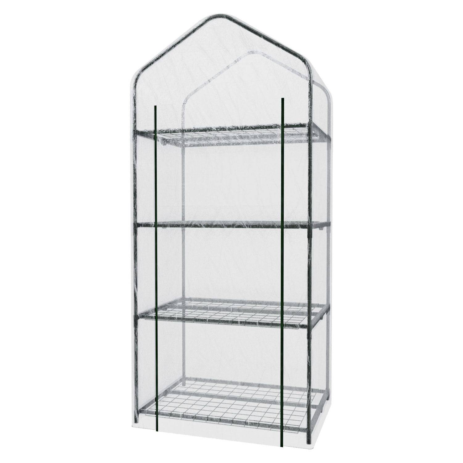 Serra A 4 Ripiani Da Giardino Per Orto Telaio In Acciaio Verniciato Telo In PVC Trasparente Porta Avvolgibile Apertura A Cerniera 69x49x160 Cm