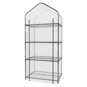 Serra A 4 Ripiani Da Giardino Per Orto Telaio In Acciaio Verniciato Telo In PVC Trasparente Porta Avvolgibile Apertura A Cerniera 69x49x160 Cm