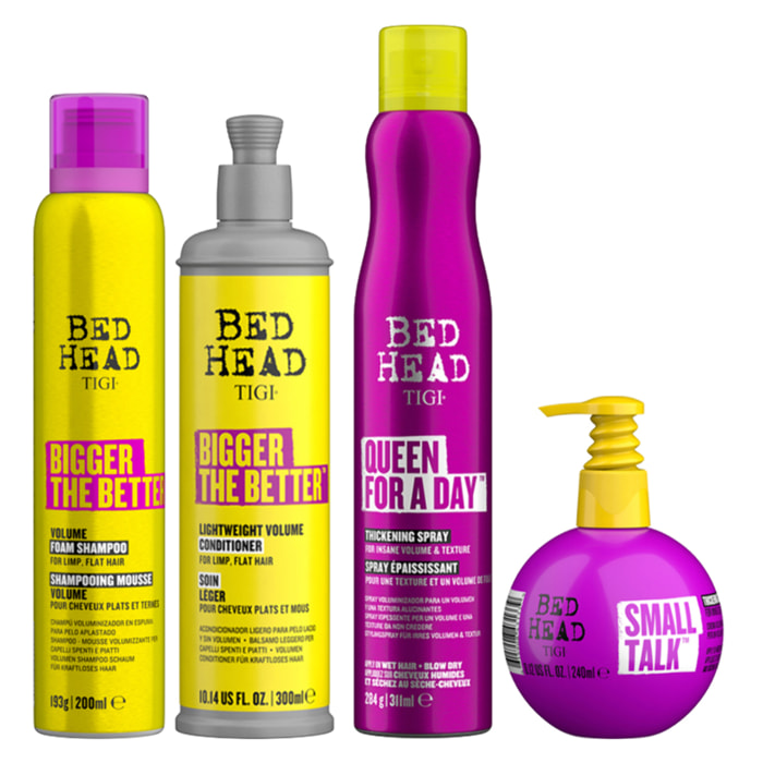 TIGI Kit Bed Head Volume Bigger Shampoo + Conditioner + Queen For A Day Spray + Small Talk