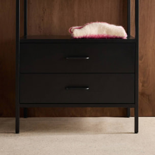 Meuble d'entrée, porte manteau métal avec penderie et 2 tiroirs IDAHO