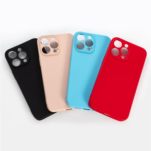 DAM Custodia Essential in silicone con protezione per fotocamera per iPhone 14 Plus. Interno in morbido velluto. 8,09x1,06x16,36 cm. colore rosso