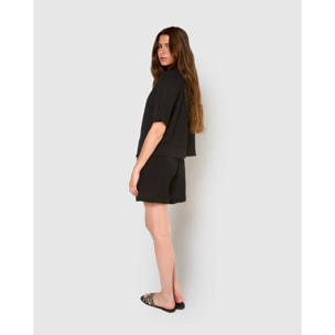 Set de camisa y short de algodón lino negro