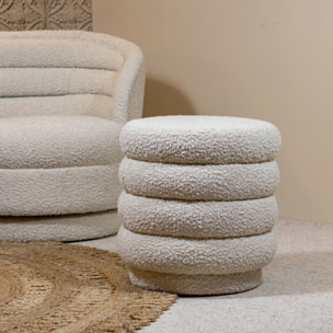 Pouf tissu en bouclette beige LINUS