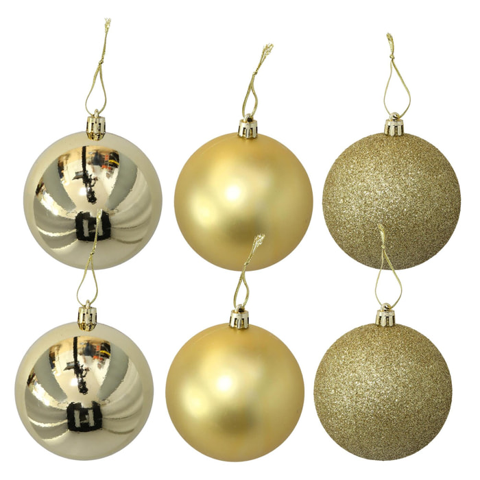 Set de 6 bolas de navidad para árbol – diámetro 8 cm – acabado mate y oro