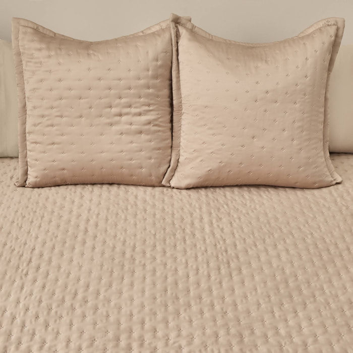 Colcha satinada con acolchado sin costuras Felsilk color marron beige Poliéster
