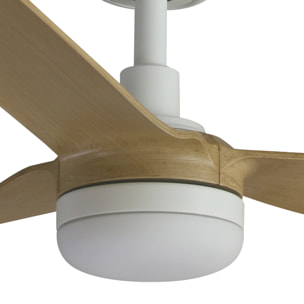 PUNT M LED Ventilador blanco/madera clara DC