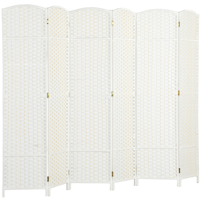 Biombo de 6 Paneles Separador de Ambientes Plegable 240x170 cm Biombo Separador de Ambientes para Salón Dormitorio Oficina Blanco