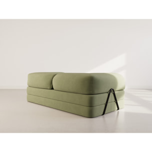 Nebula - Canapé 3 places convertible en velours texturé - Vert sauge