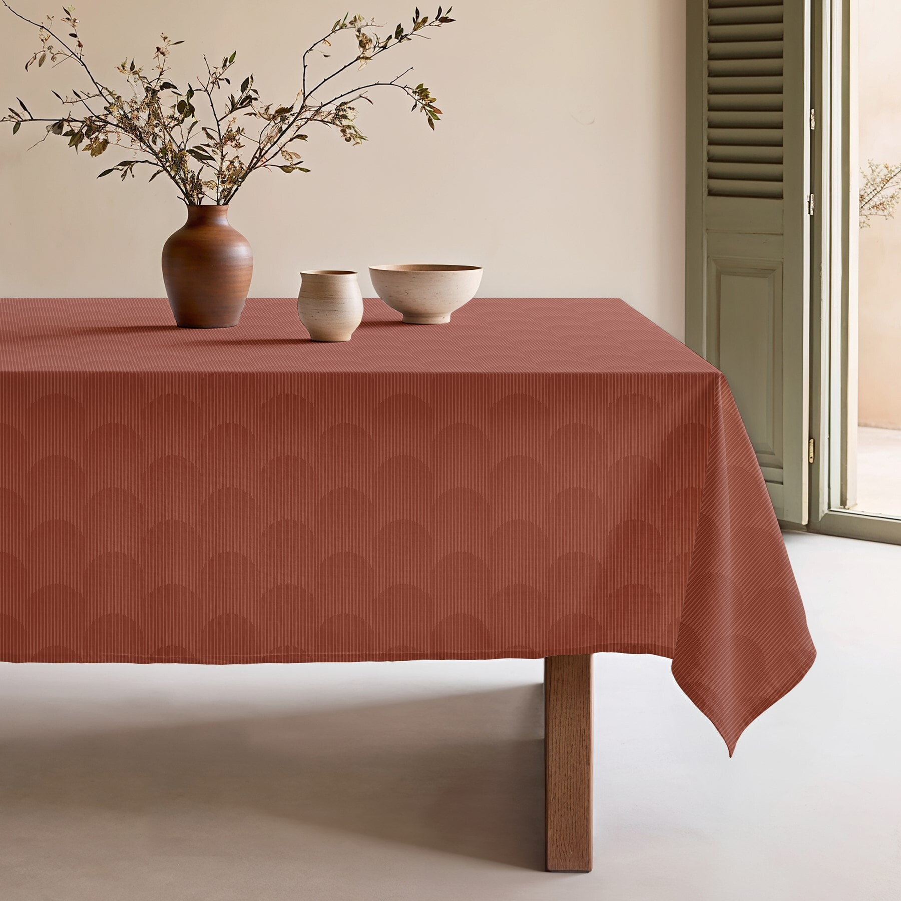 Nappe imprimée anti-tâches AMARA TERRACOTA