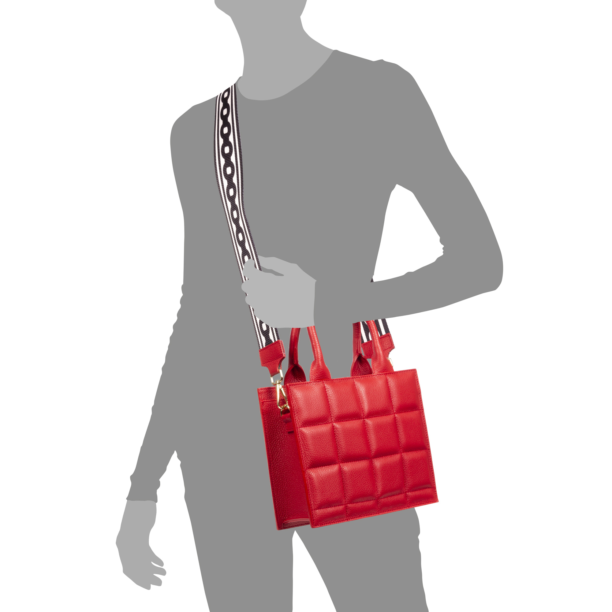 Albino borsa tote da donna. Pelle autentica finitura Dollaro trapuntata.