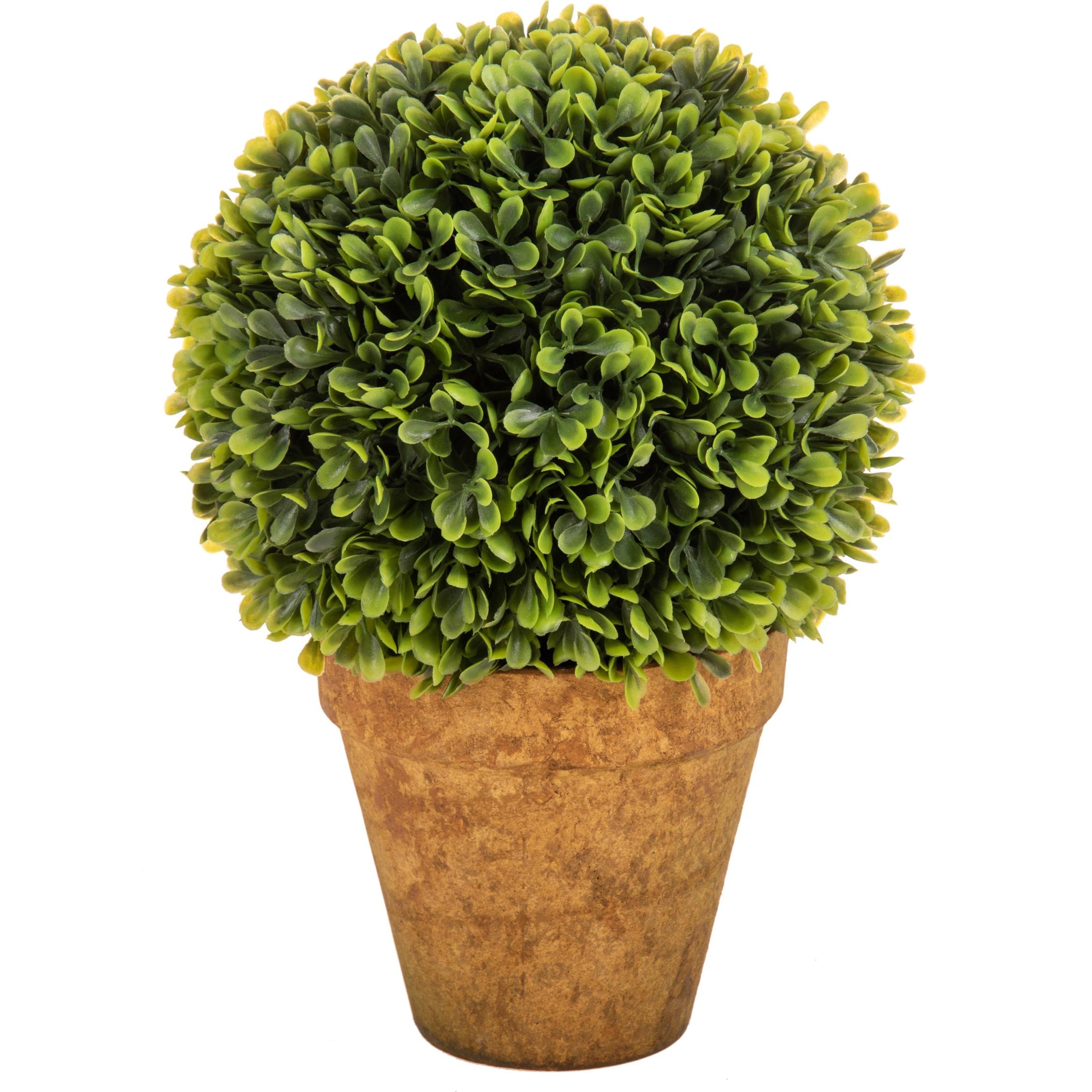 Sfera Bossolo/Buxus Con Vaso. Altezza 23 Cm - Pezzi 2 - 17X23X17cm - Colore: Verde - Bianchi Dino - Piante Artificiali