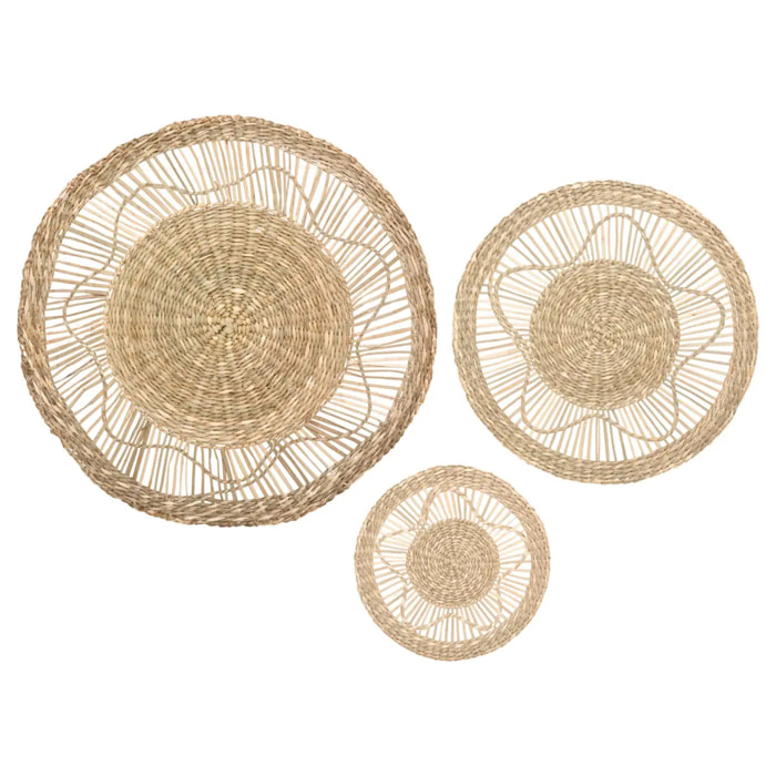 Set de 3 déco murales roseau D18/28/38cm