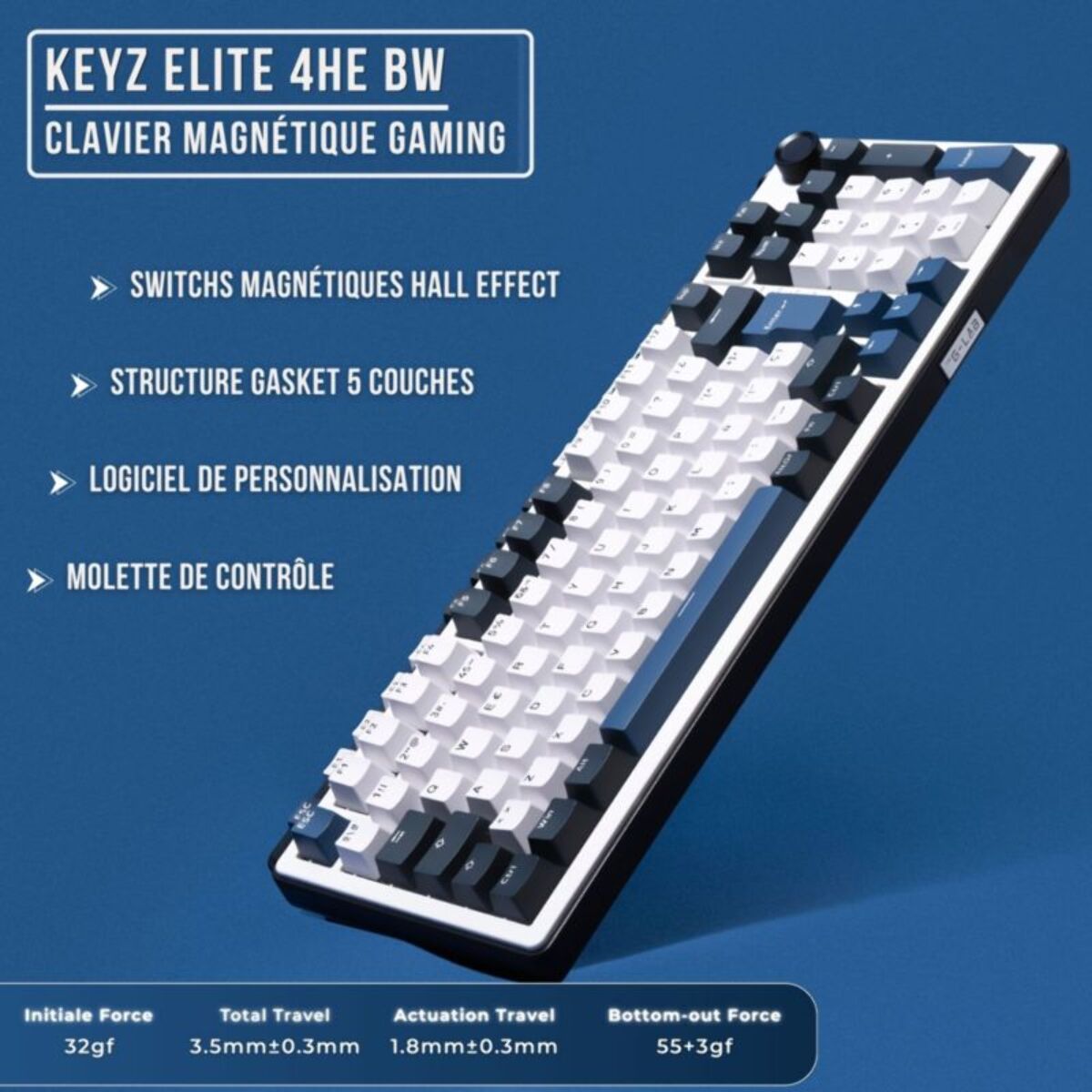 Clavier gamer THE G-LAB KEYZ ELITE 400 HE BW Magnetique