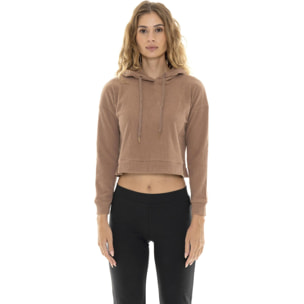Sudadera corta de invierno de canalé con capucha para mujer 'Relaxed'