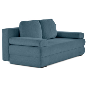 Nora - canapé 3 places convertible avec coffre en tissu texturé - Bleu