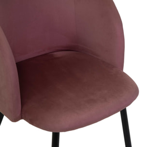 Poltrona Ruby Vacchetti in velluto rosa antico con struttura nera cm56,5x54h81