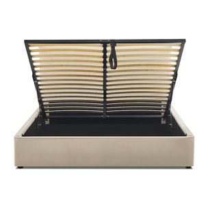 Lit coffre lin beige 2 places