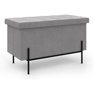 Banc coffre avec pieds noirs Loan en tissu gris 76cm