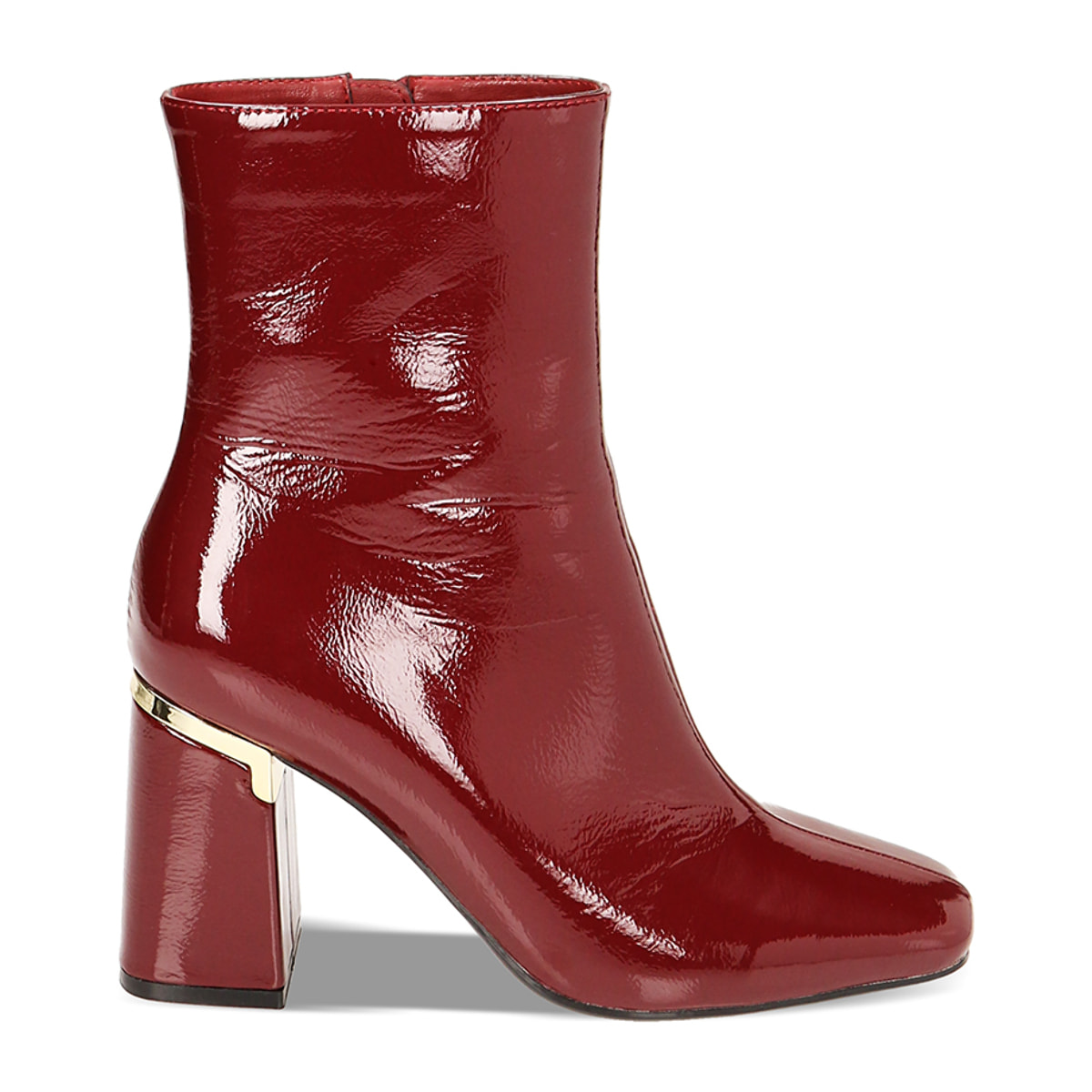 Botines naplak burdeos, tacón de 9 cm