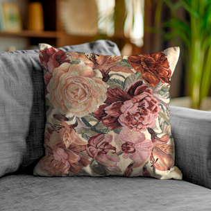 COPPIA CUSCINI ARREDO JACQUARD SFODERABILI 50X50 CM ROSES LATTEMIELE