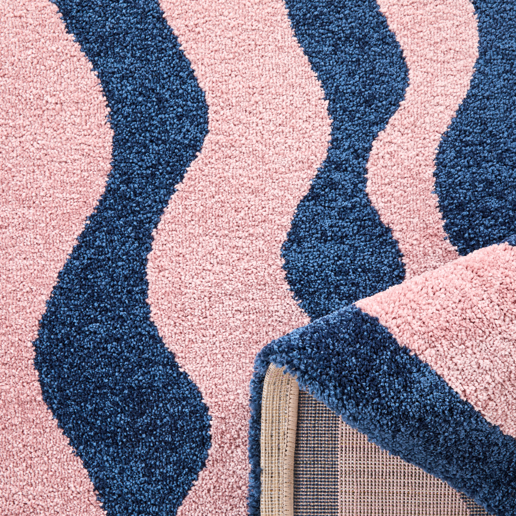 GROOVY - Tapis coloré style seventies - Confortable et moelleux - Bleu