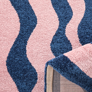 GROOVY - Tapis coloré style seventies - Confortable et moelleux - Bleu