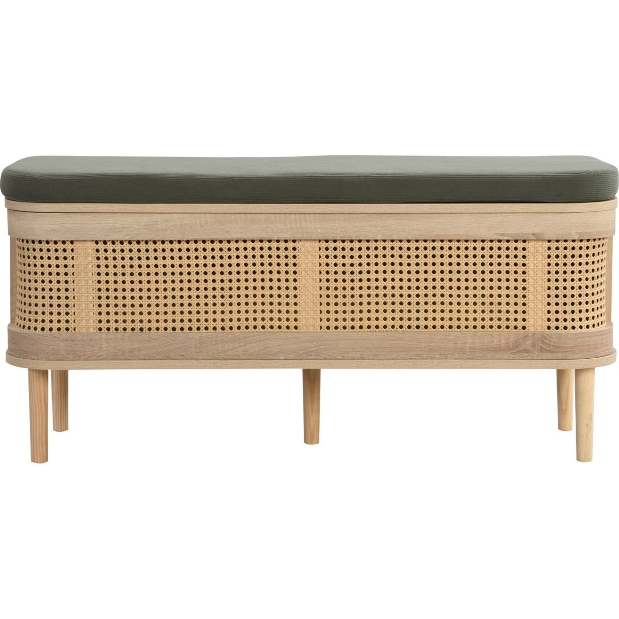 Banc d'entrée avec rangement en bois et cannage - BALI