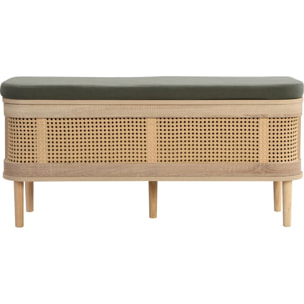 Banc d'entrée avec rangement en bois et cannage - BALI