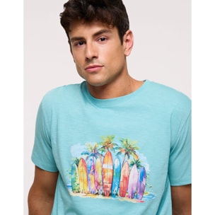 Camiseta Manga Corta Turquesa - Acko