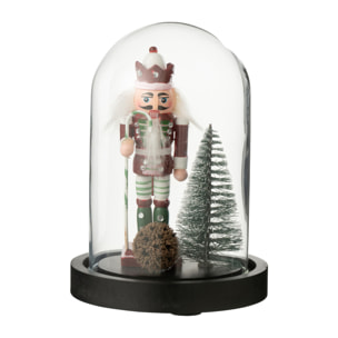 J-Line décoration Cloche Casse-Noisette - verre - rouge /vert foncé - small - 4 pcs