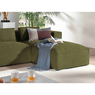 Stella - canapé d'angle droit en velours côtelé - 4 places -style contemporain - Vert