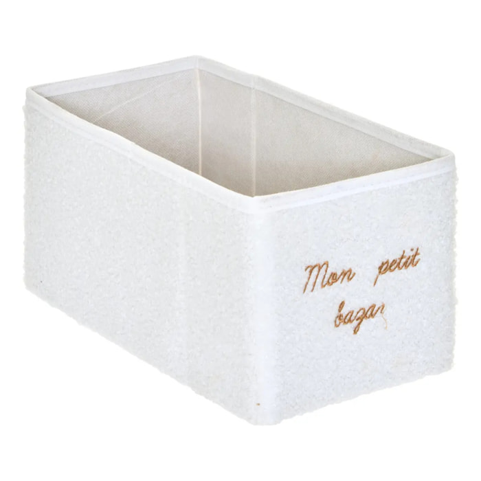 Boîte de rangement en bouclette Yuki pliable 14x29cm blanc