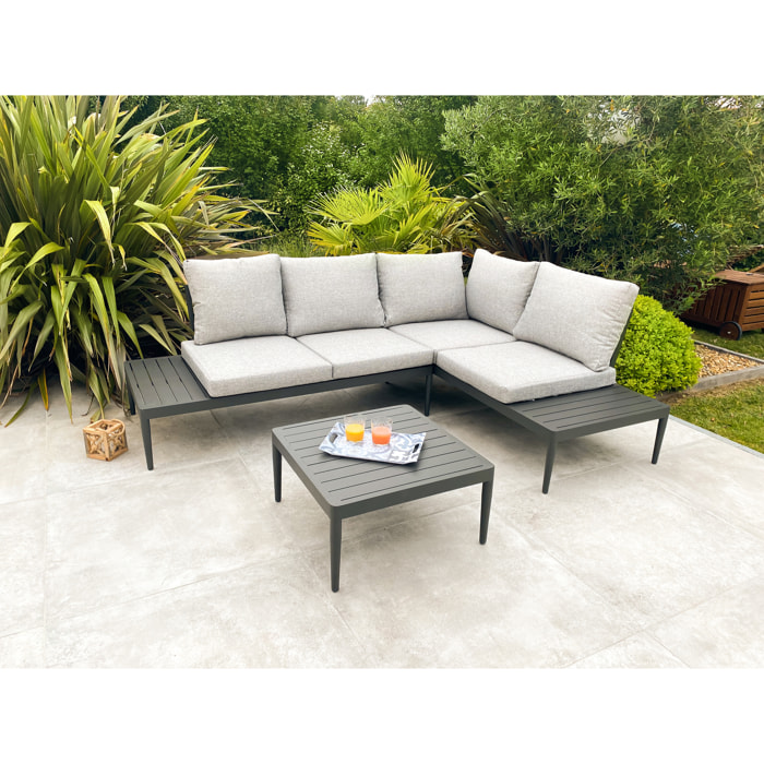 ANKARA - Salon de jardin d'angle 4 places en aluminium