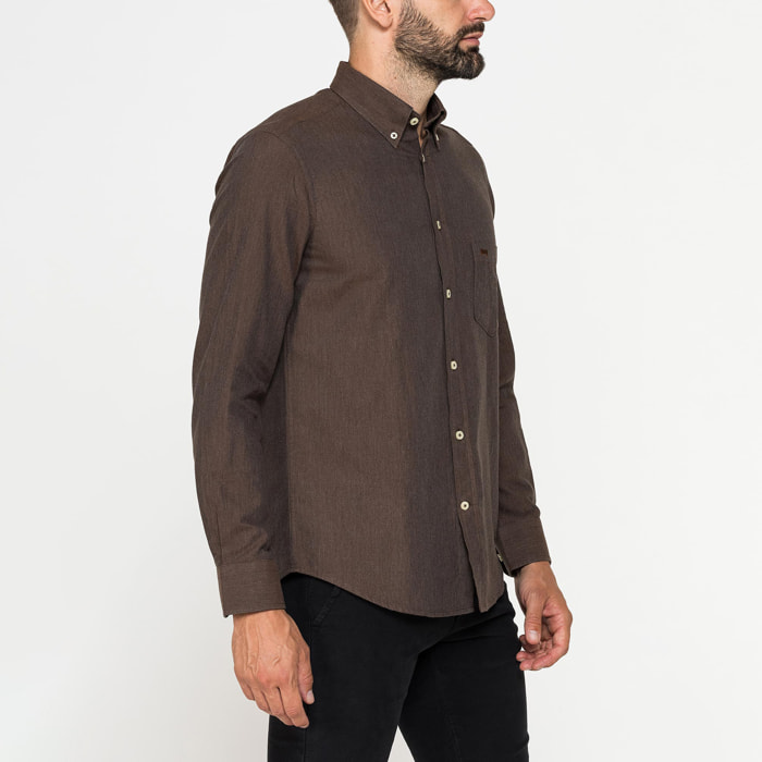 CAMICIA DI FLANELLA IN COLORI TINTA UNITA CON TASCHINO