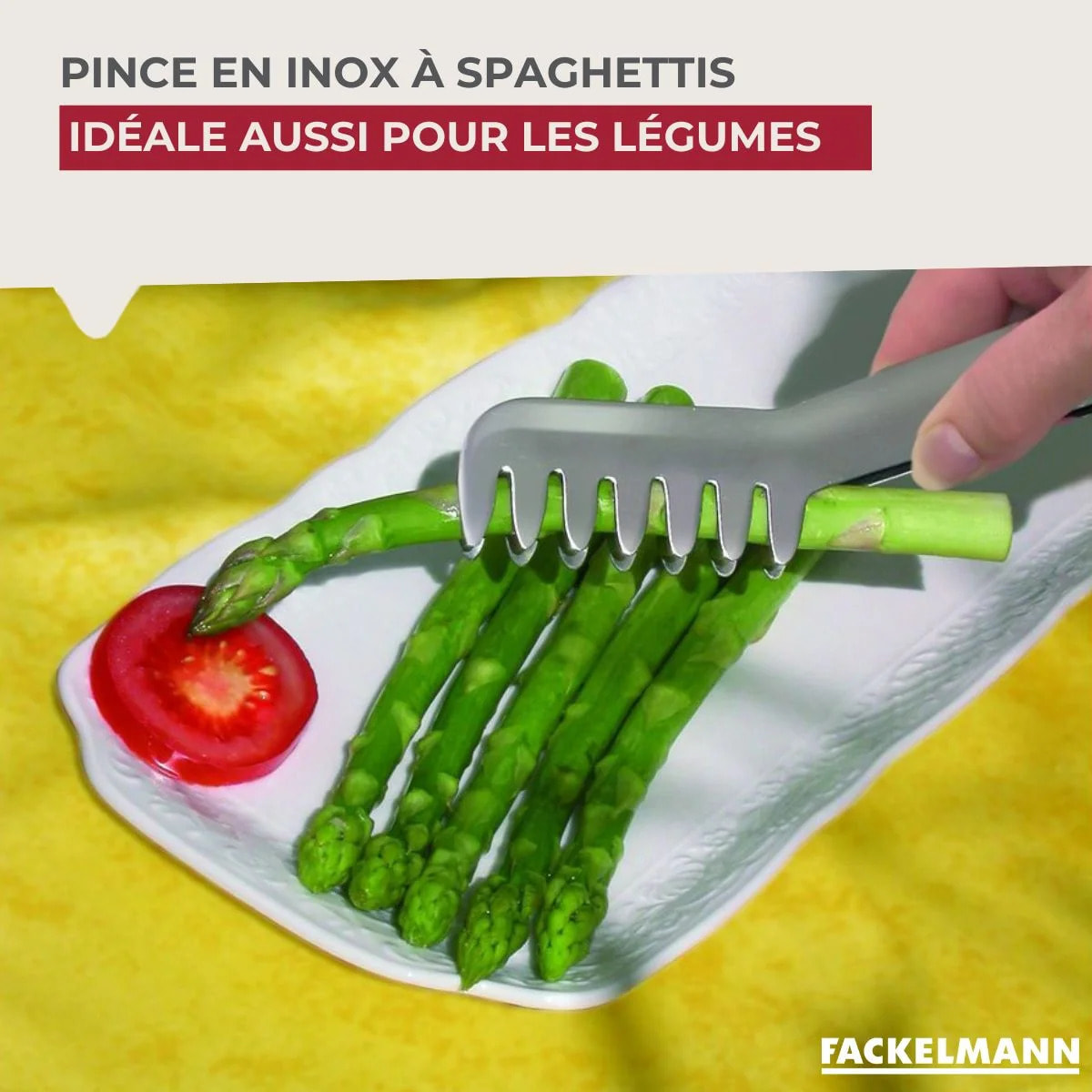 Ensemble de 2 Pinces à spaghettis, de cuisine en Acier inoxydable 19 cm Fackelmann