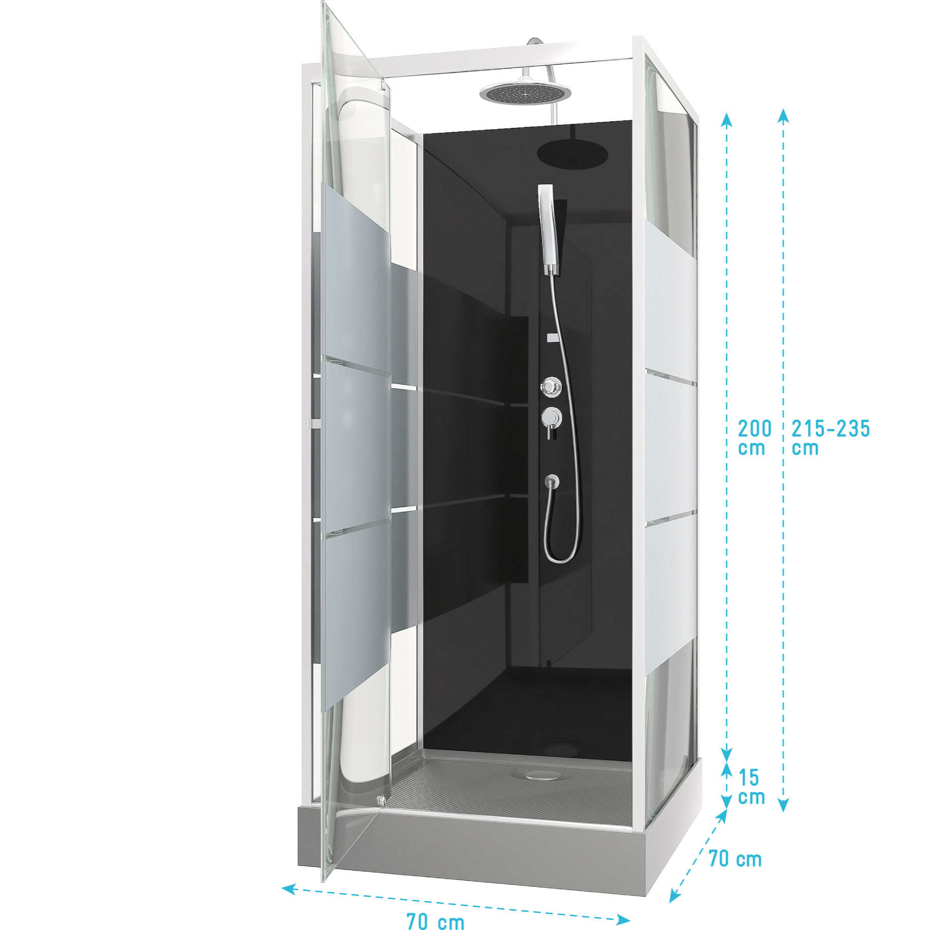 Cabine de douche carrée 70x70x225cm - SCRATCHY 70