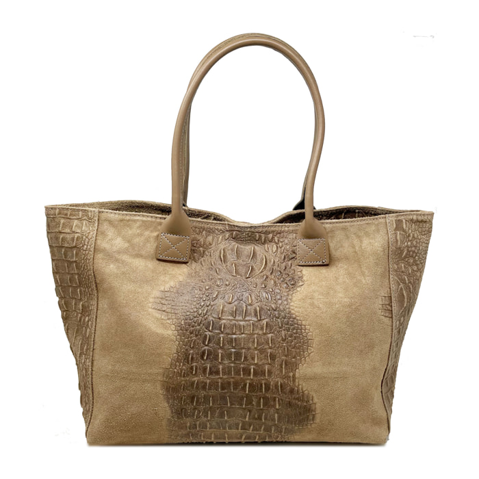 Chicca Borse - Borsa a Spalla Donna in Vera Pelle - Colore Cocco Fango