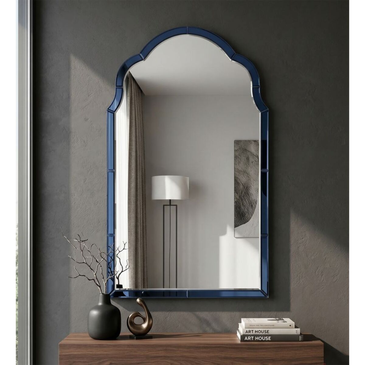 SPECCHIO DA MURO TANGERI BLU CM 62X1X100 (MISURA SPECCHIO CM 55X94)