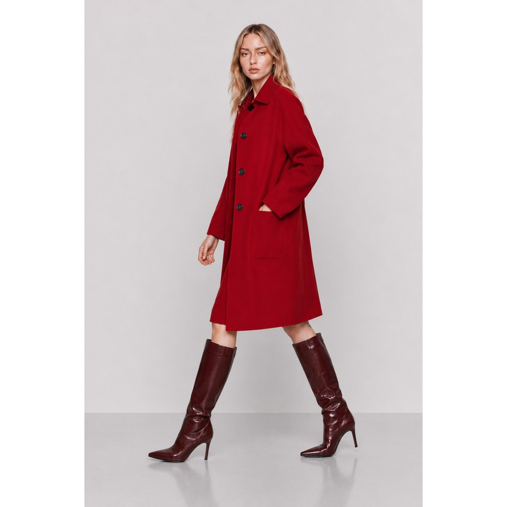 Kocca - Cappotto da donna in lana con collo alto e bottoni Donna