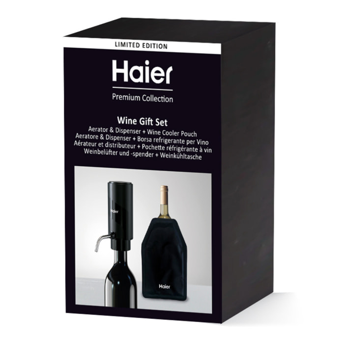 Set Regalo Vino Haier Edizione Limitata   Aeratore e Dosatore Elettrico e Borsa Refrigerante per Vino