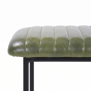 Banc 100 cm en cuir de buffle vert - Émile