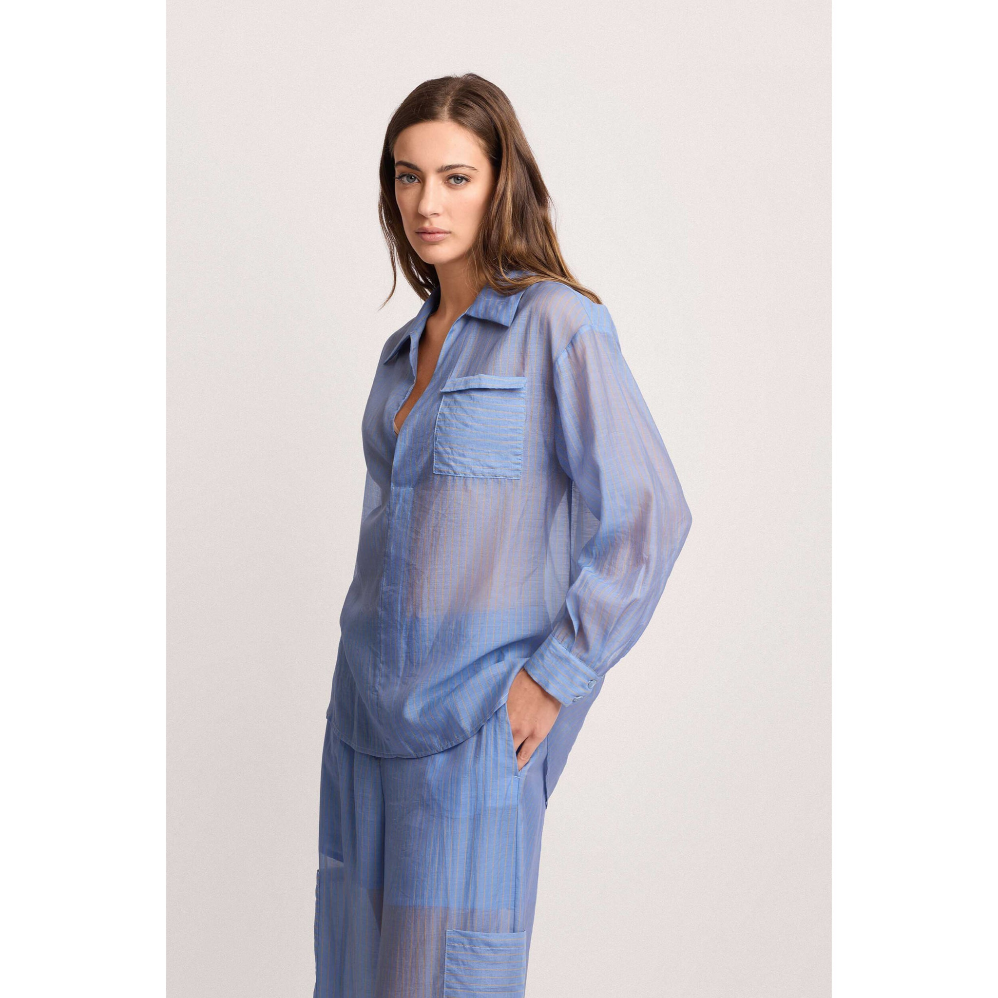 Kocca - Camicia a righe Donna, Tinta unita, Scollo a V