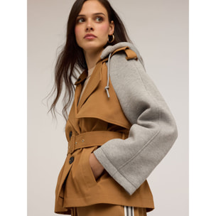 Motivi - Trench con inserti in scuba - Beige