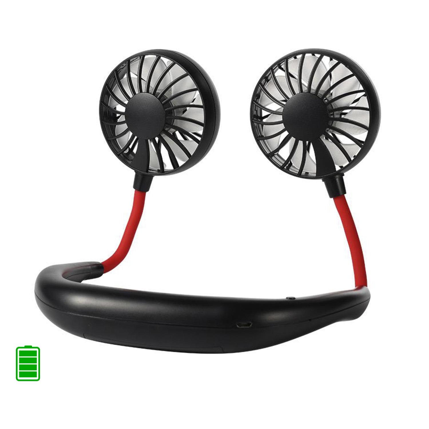 Mini ventilador dual diadema cuello con bateria recargable