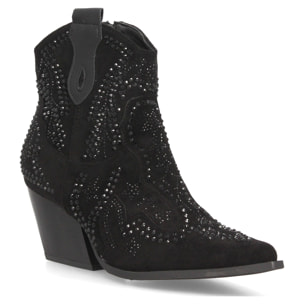 Botines cowboy con brillantes y tacón