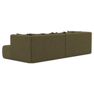 Onyx - canapé droit 4 places avec double méridienne - assise profonde - en velours côtelé - Vert
