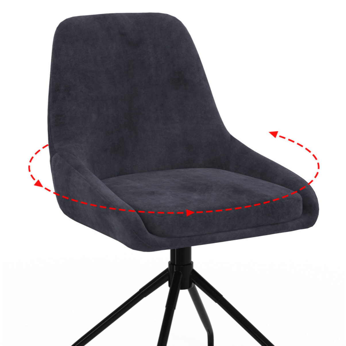 Chaises Olivia pivotantes velours et pieds métal - Gris anthracite