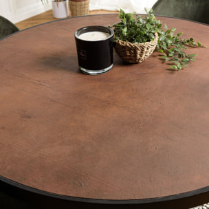 BASILE - Table à manger 120x120 effet pierre couleur marron