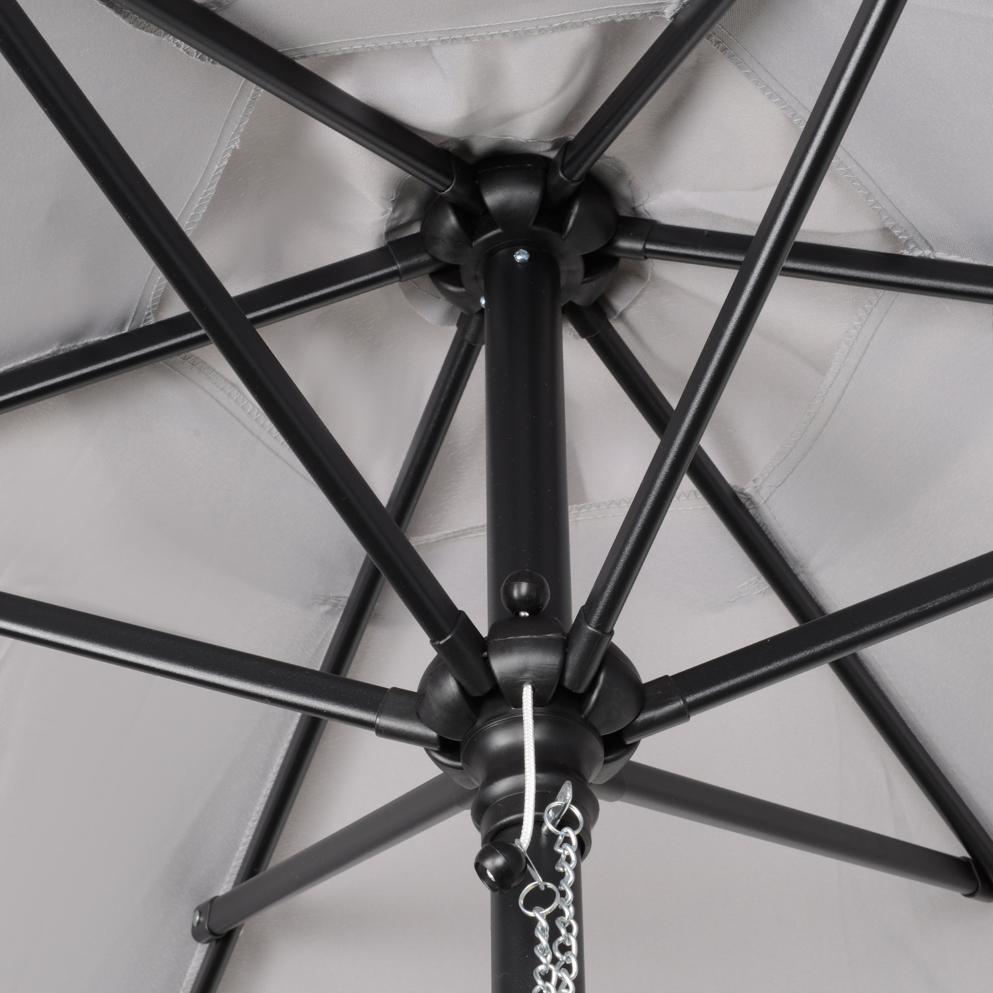 Sombrilla de Terraza Exterior Ø2x2 m Parasol de Terraza Exterior con Techo de Ventilación y Poste Desmontable de Aluminio Sombrilla para Jardín Patio Gris Claro